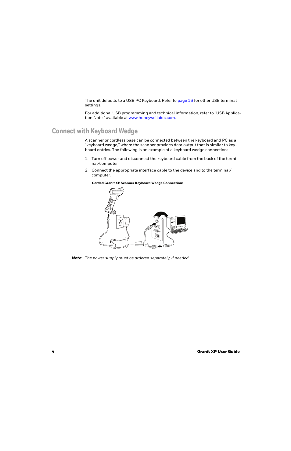 Connect with keyboard wedge | Honeywell Granit 1991iSR Ultra-Rugged Standard-Range Barcode Scanner User Manual | Page 20 / 308
