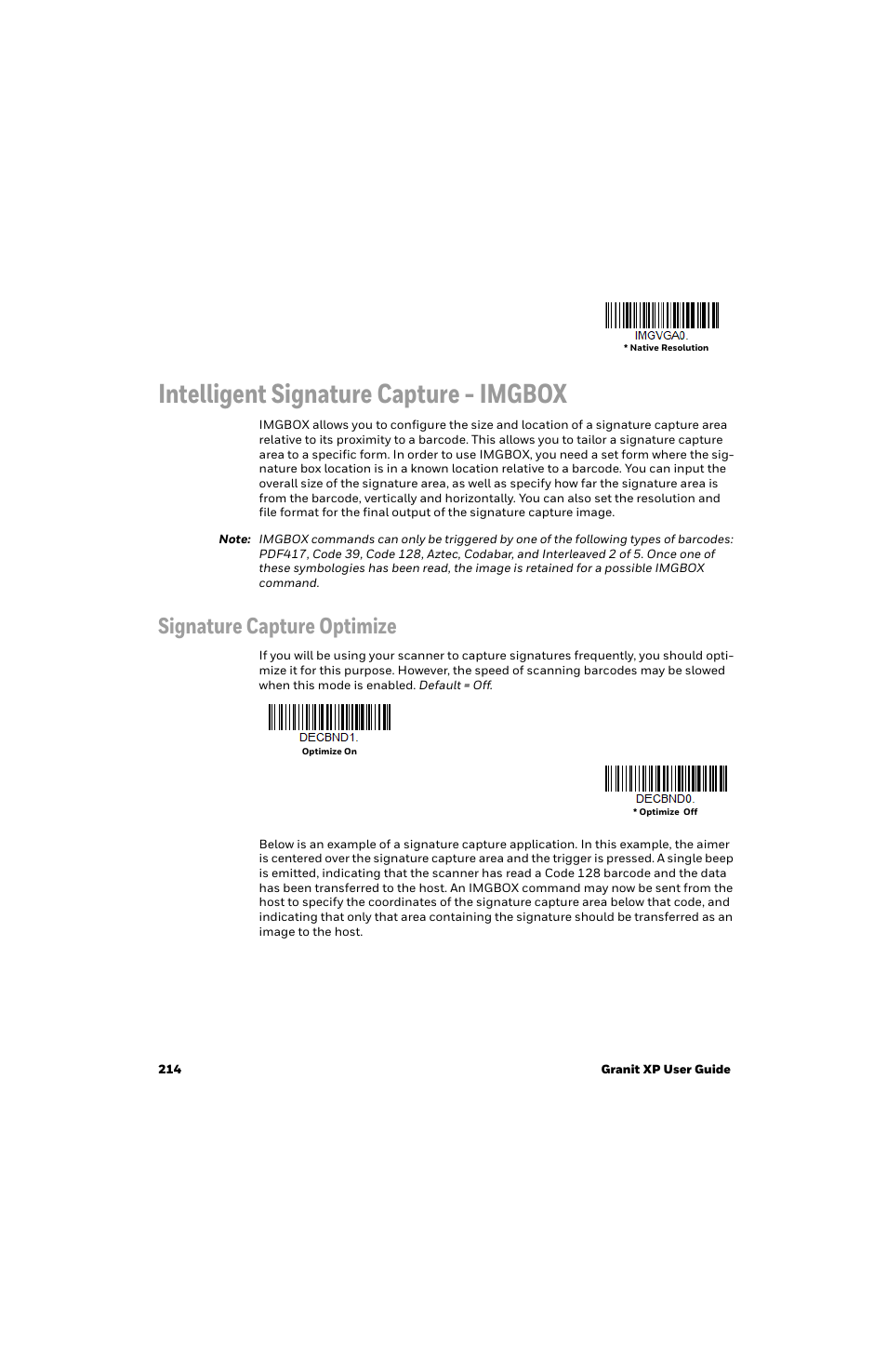 Intelligent signature capture - imgbox, Signature capture optimize | Honeywell Granit 1991iSR Ultra-Rugged Standard-Range Barcode Scanner User Manual | Page 230 / 308