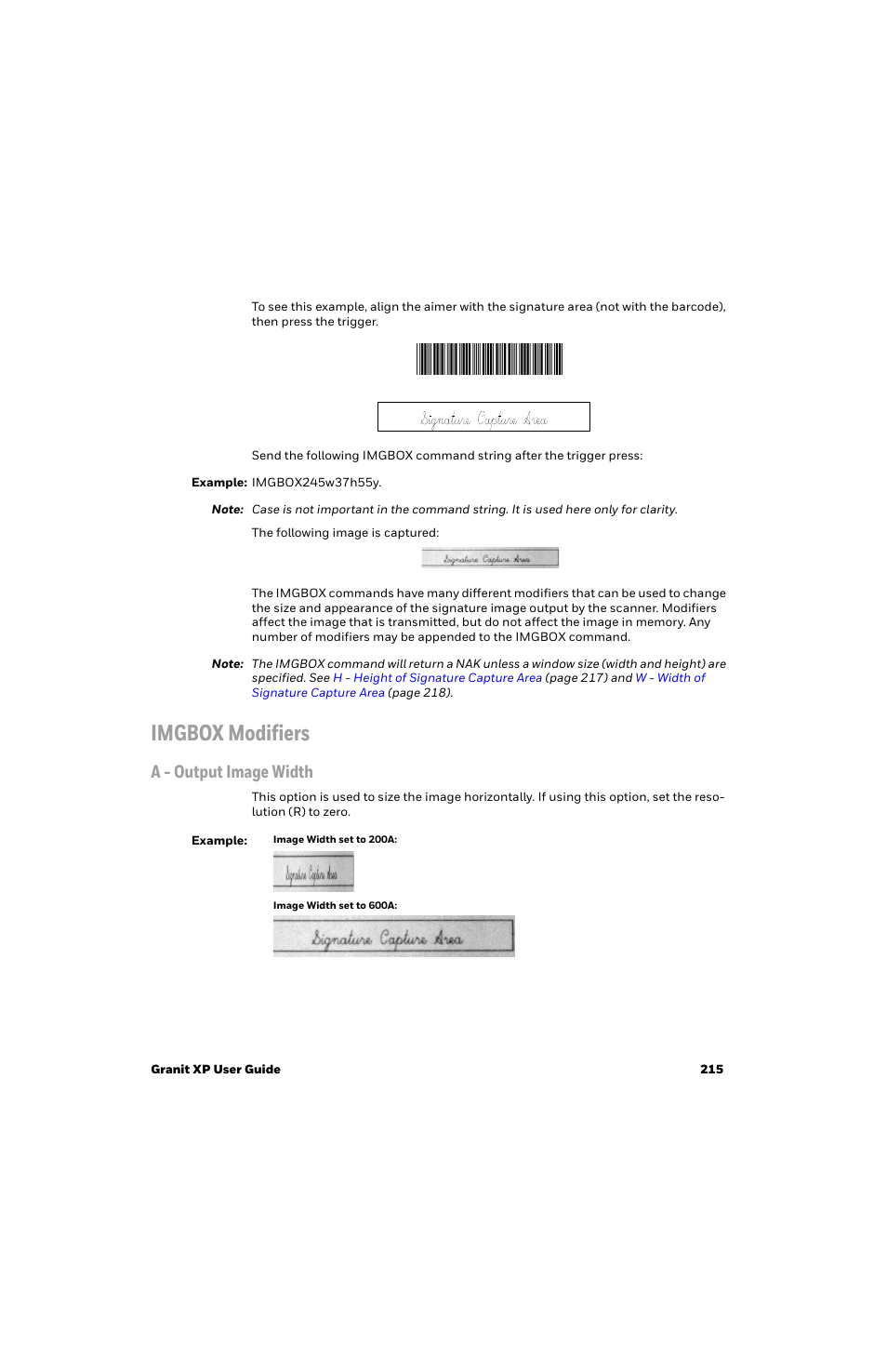 Imgbox modifiers, A - output image width | Honeywell Granit 1991iSR Ultra-Rugged Standard-Range Barcode Scanner User Manual | Page 231 / 308