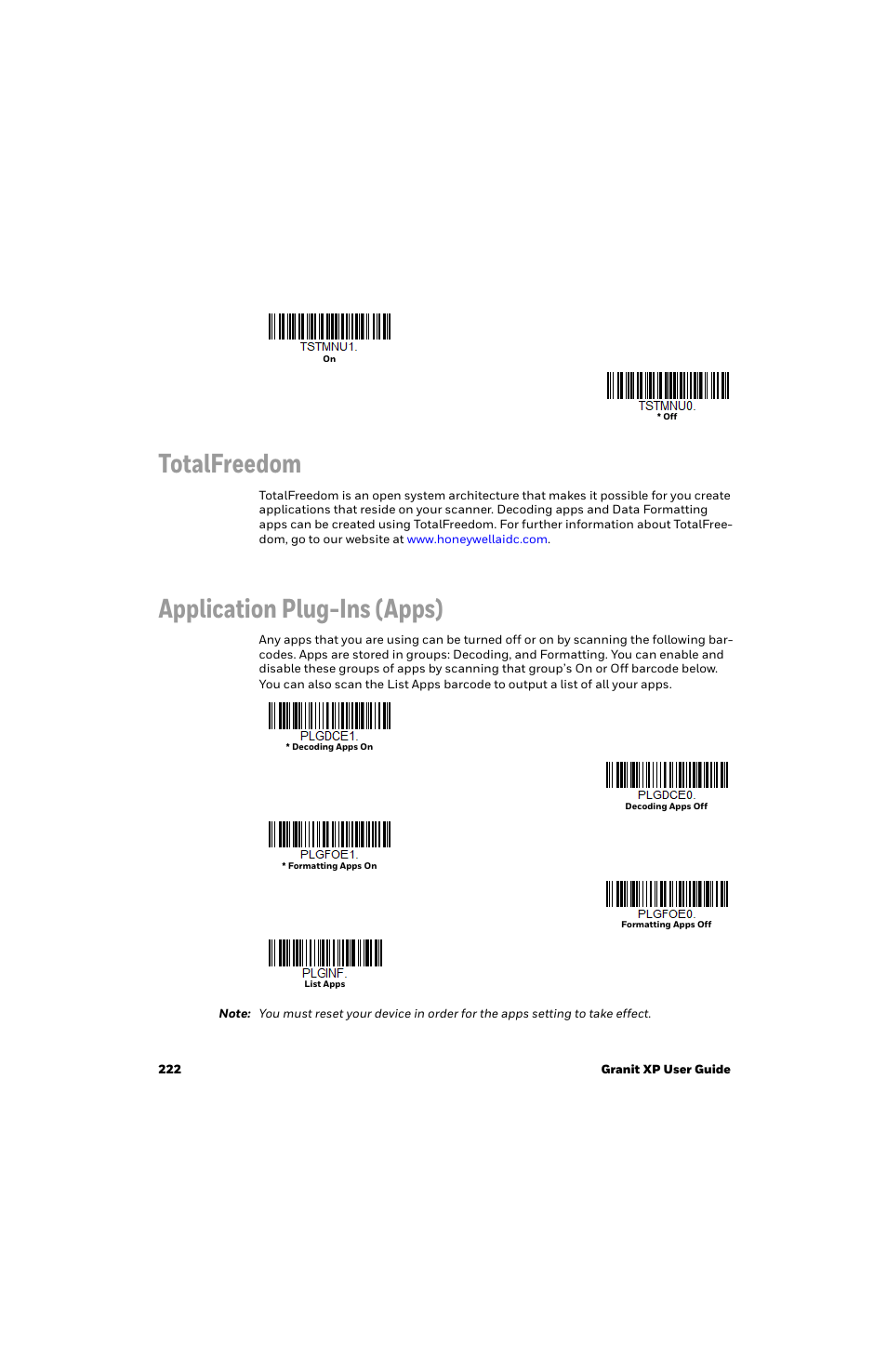 Totalfreedom, Application plug-ins (apps) | Honeywell Granit 1991iSR Ultra-Rugged Standard-Range Barcode Scanner User Manual | Page 238 / 308