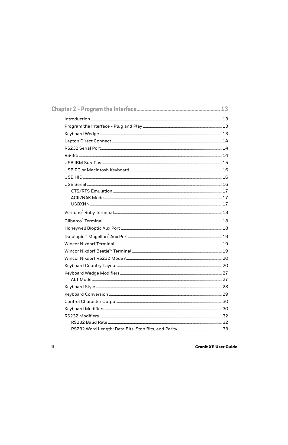 Chapter 2 - program the interface | Honeywell Granit 1991iSR Ultra-Rugged Standard-Range Barcode Scanner User Manual | Page 4 / 308