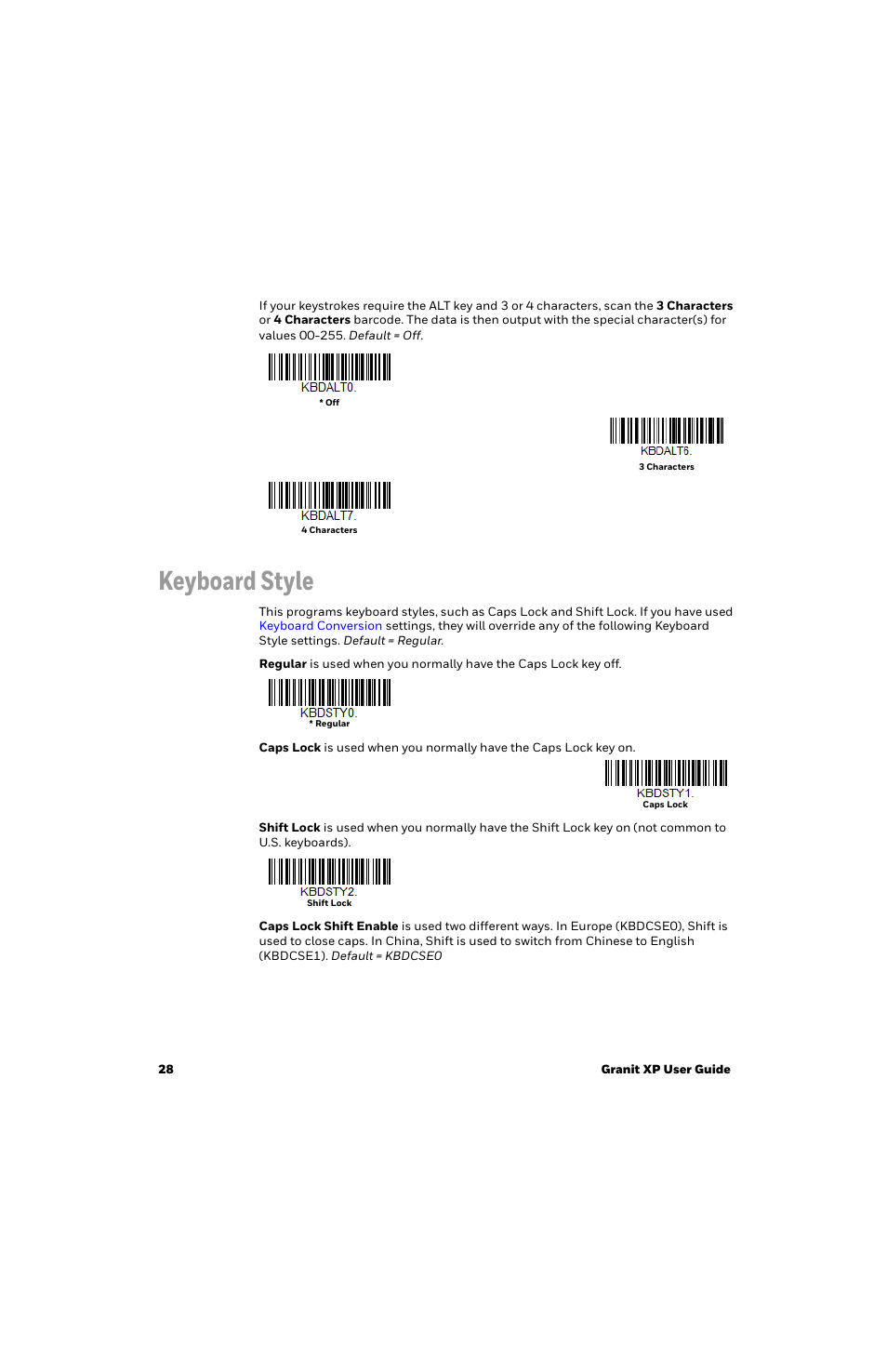 Keyboard style | Honeywell Granit 1991iSR Ultra-Rugged Standard-Range Barcode Scanner User Manual | Page 44 / 308