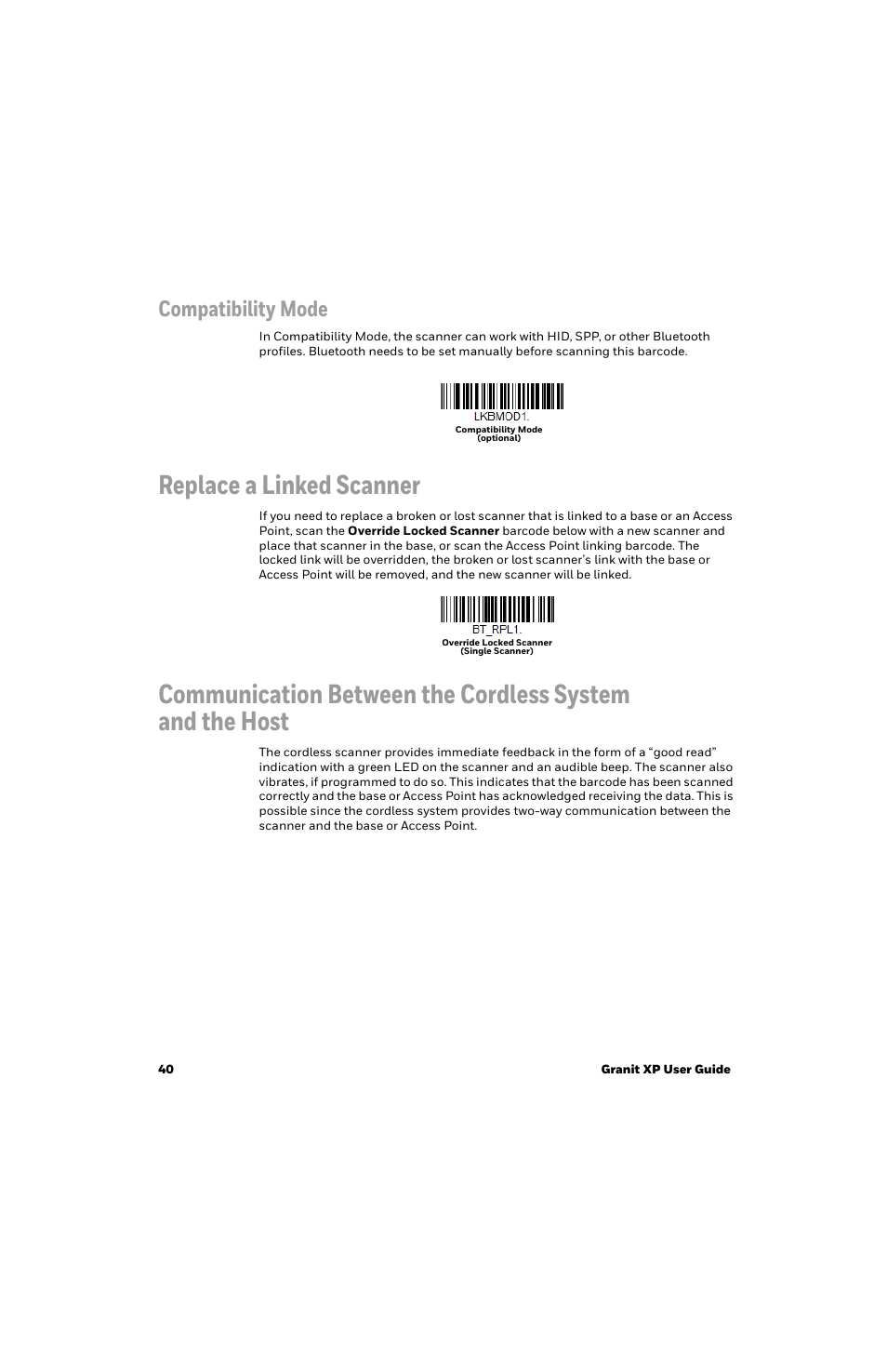 Compatibility mode, Replace a linked scanner | Honeywell Granit 1991iSR Ultra-Rugged Standard-Range Barcode Scanner User Manual | Page 56 / 308