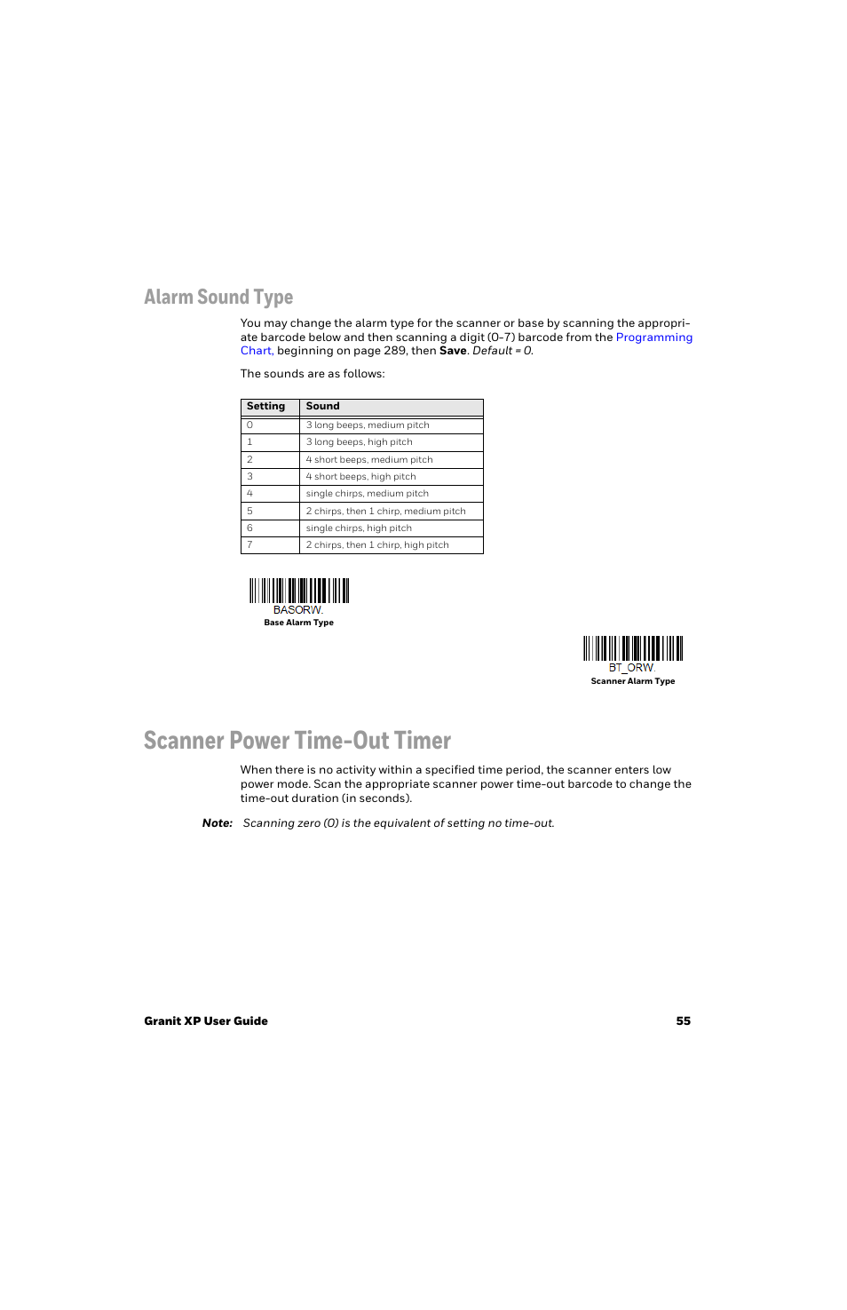 Alarm sound type, Scanner power time-out timer | Honeywell Granit 1991iSR Ultra-Rugged Standard-Range Barcode Scanner User Manual | Page 71 / 308