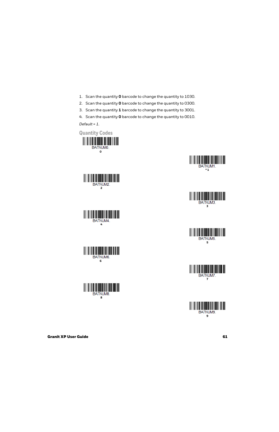 Quantity codes | Honeywell Granit 1991iSR Ultra-Rugged Standard-Range Barcode Scanner User Manual | Page 77 / 308