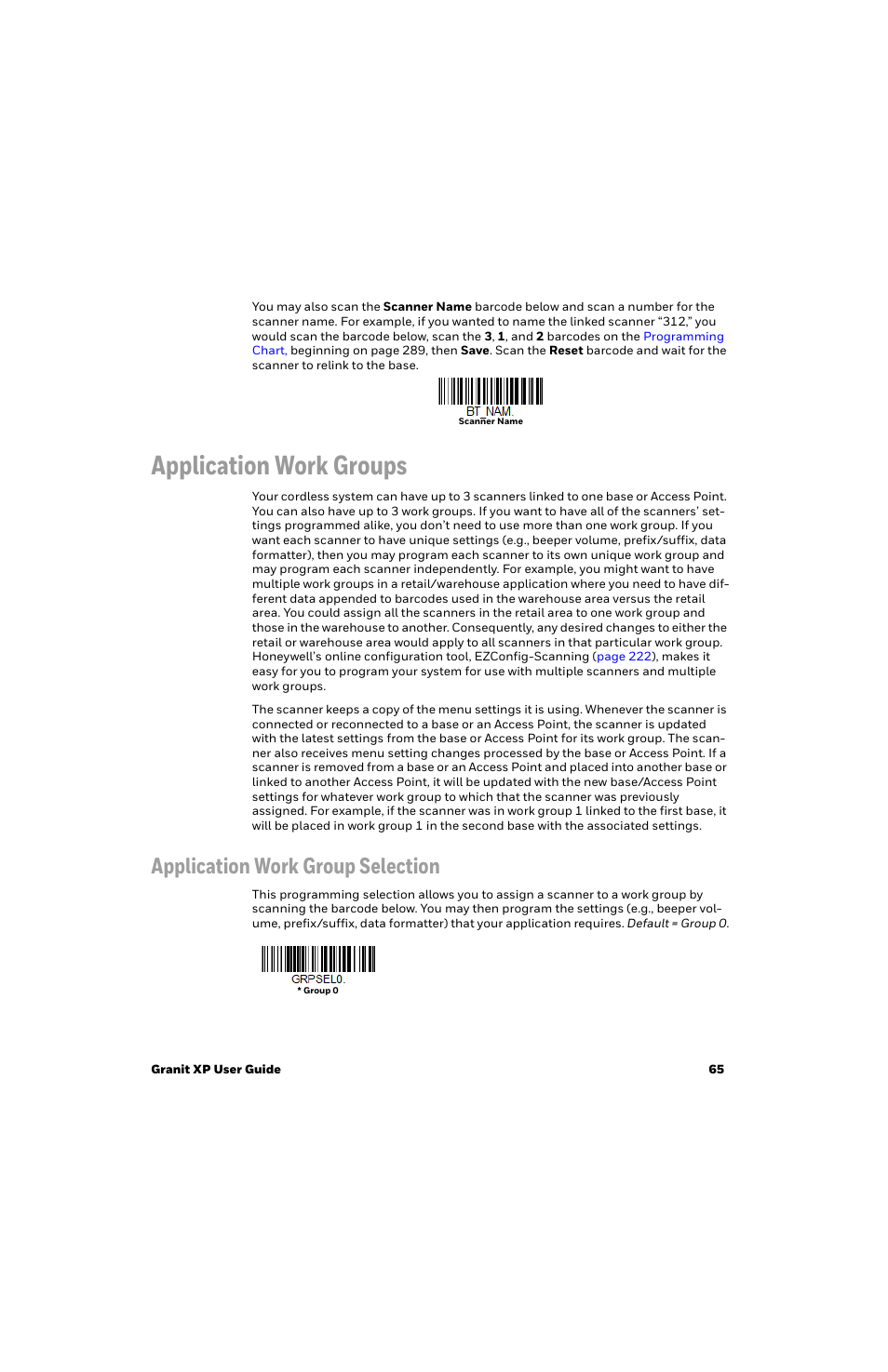 Application work groups, Application work group selection | Honeywell Granit 1991iSR Ultra-Rugged Standard-Range Barcode Scanner User Manual | Page 81 / 308