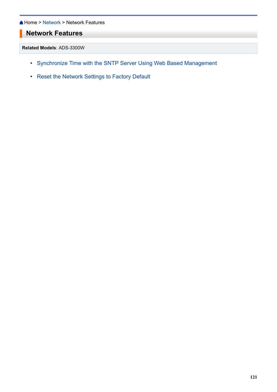 Network features | Brother ADS-3100 High-Speed Desktop Color Scanner for Home & Small Offices User Manual | Page 125 / 253