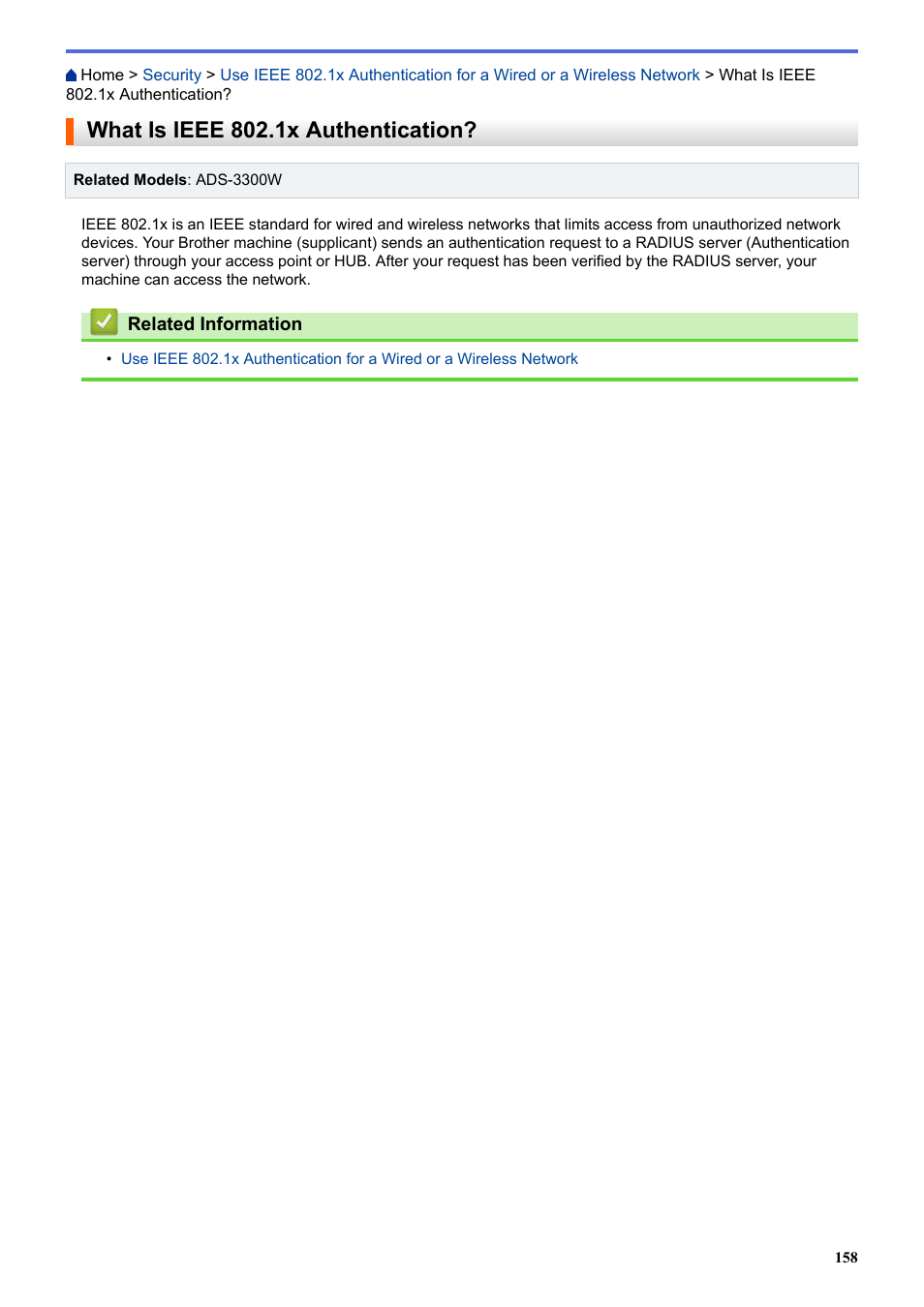 What is ieee 802.1x authentication | Brother ADS-3100 High-Speed Desktop Color Scanner for Home & Small Offices User Manual | Page 162 / 253
