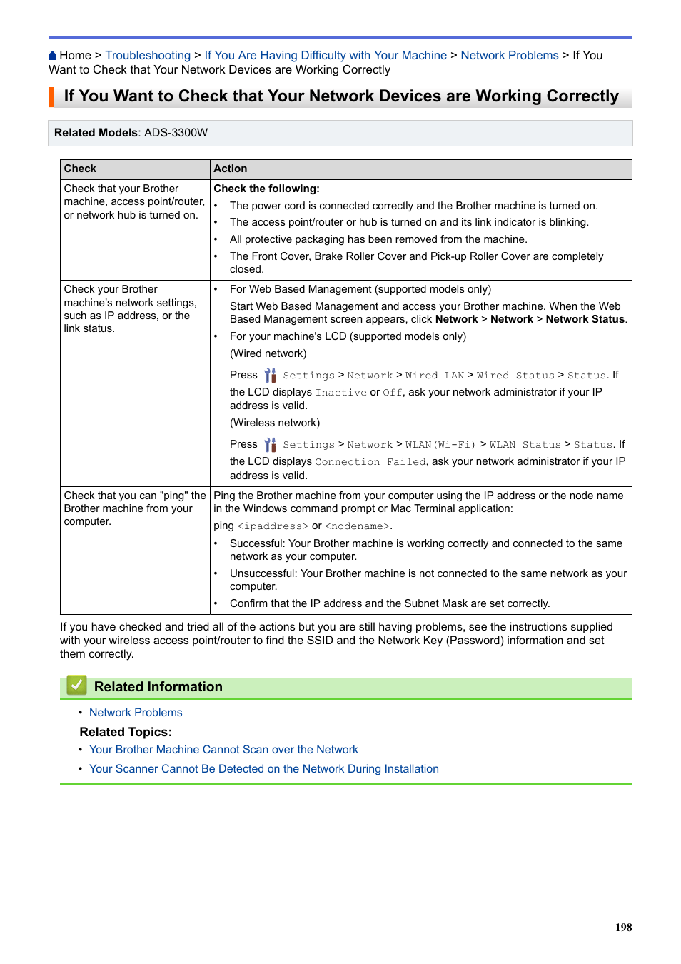 Related information | Brother ADS-3100 High-Speed Desktop Color Scanner for Home & Small Offices User Manual | Page 202 / 253