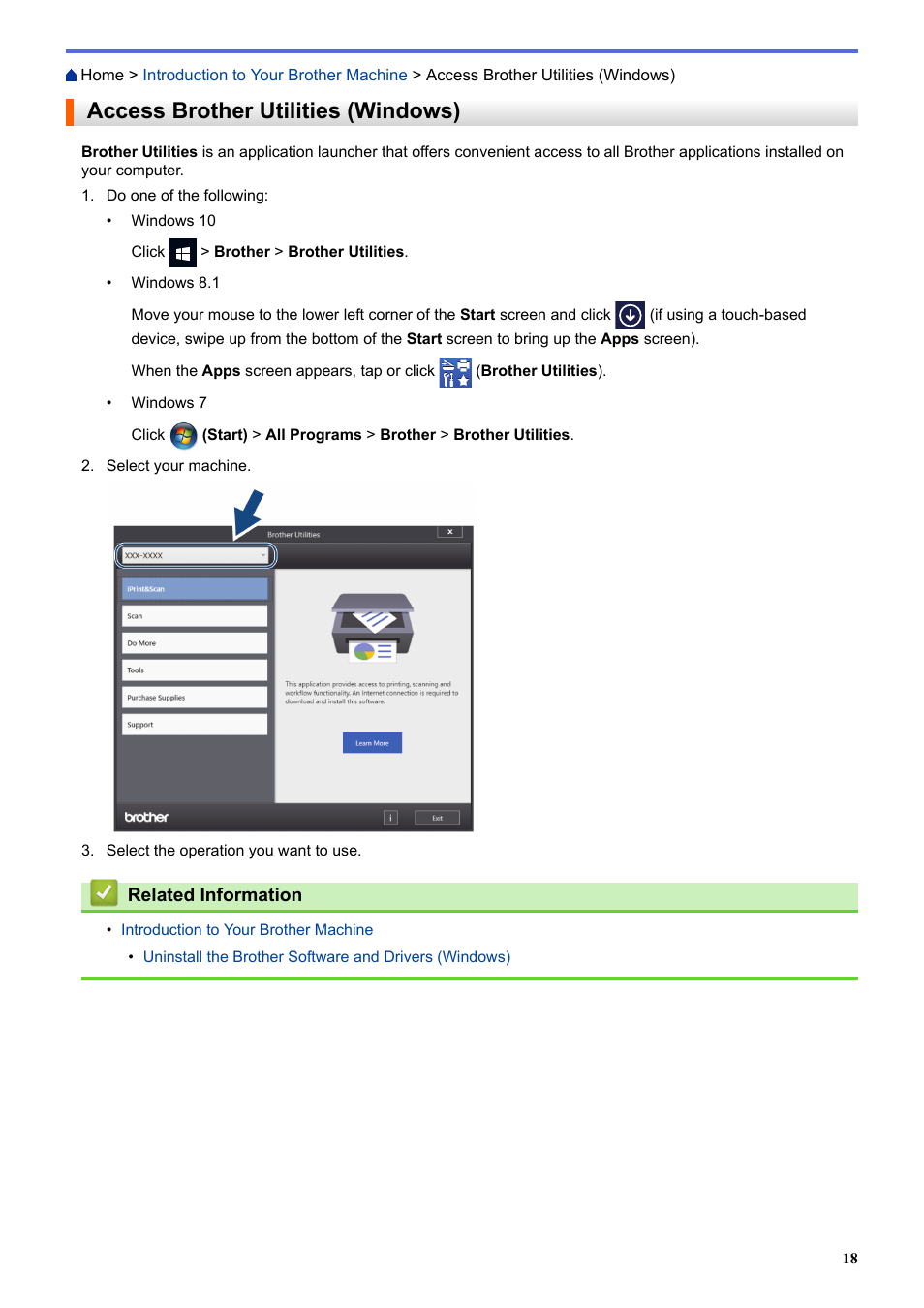 Access brother utilities (windows) | Brother ADS-3100 High-Speed Desktop Color Scanner for Home & Small Offices User Manual | Page 22 / 253