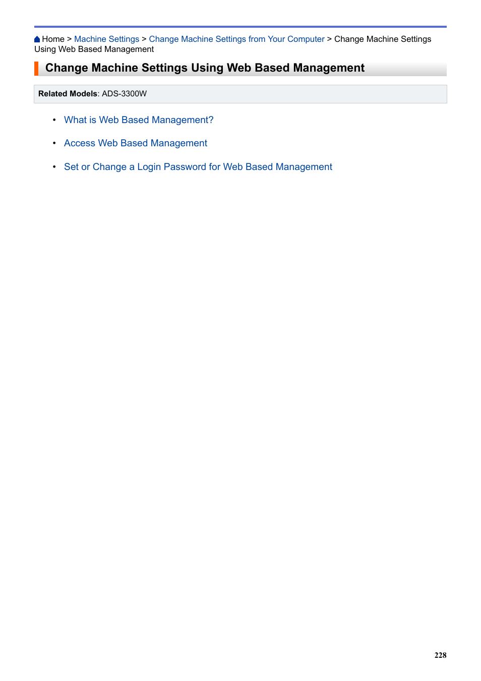 Change machine settings using web based management | Brother ADS-3100 High-Speed Desktop Color Scanner for Home & Small Offices User Manual | Page 232 / 253