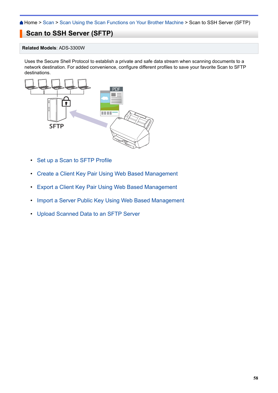 Scan to ssh server (sftp) | Brother ADS-3100 High-Speed Desktop Color Scanner for Home & Small Offices User Manual | Page 62 / 253