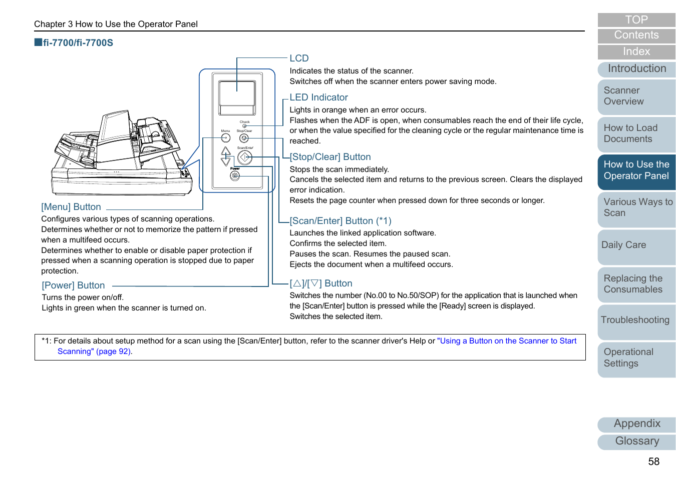 Appendix glossary introduction index contents top | Fujitsu Ricoh Fujitsu fi-7700 Document Scanner User Manual | Page 58 / 238