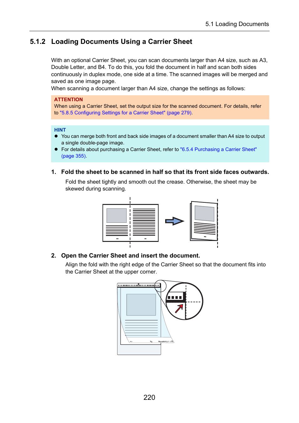 2 loading documents using a carrier sheet | Fujitsu Ricoh Fujitsu N7100E Network Image Scanner User Manual | Page 220 / 482