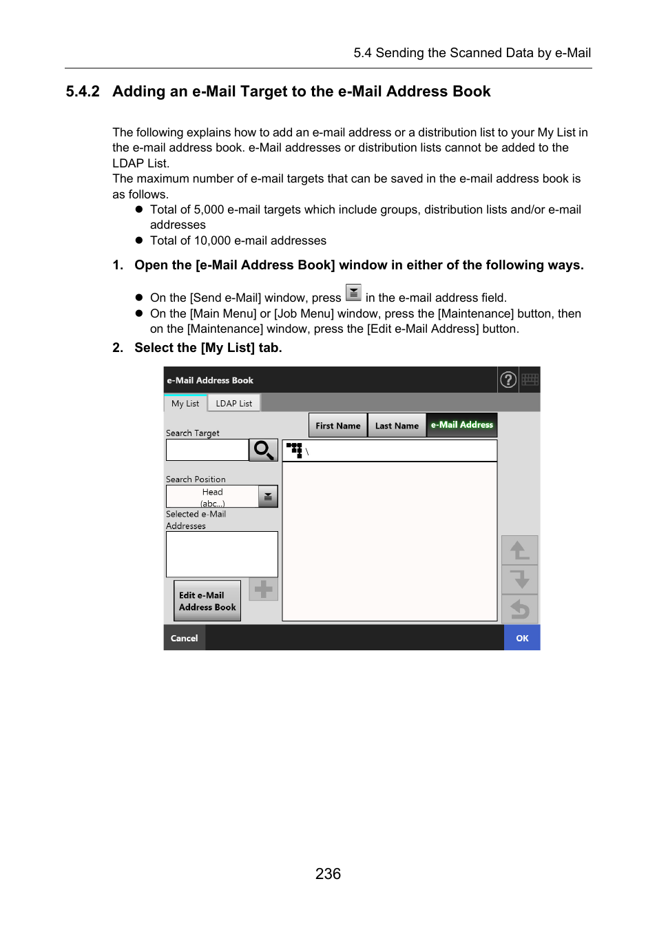2 adding an e-mail | Fujitsu Ricoh Fujitsu N7100E Network Image Scanner User Manual | Page 236 / 482