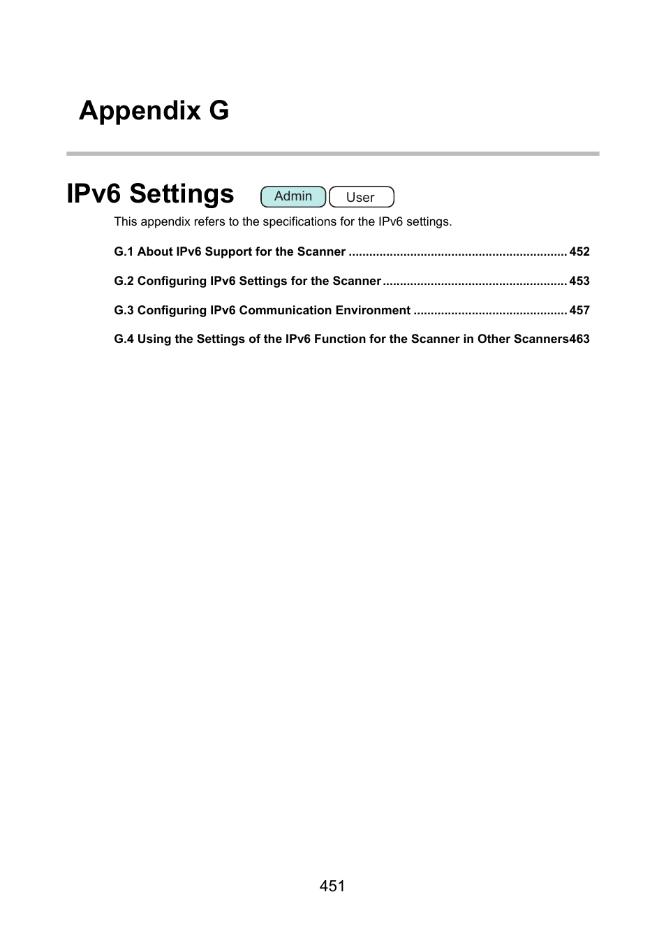 Appendix g ipv6 settings | Fujitsu Ricoh Fujitsu N7100E Network Image Scanner User Manual | Page 451 / 482