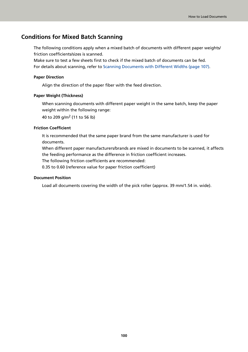 Conditions for mixed batch scanning, If the documents are of different width, refer to | Ricoh fi-8040 Desktop Scanner User Manual | Page 100 / 425