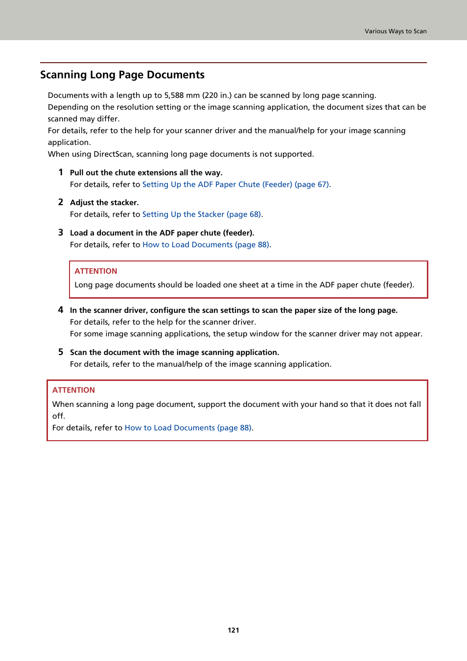 Scanning long page documents | Ricoh fi-8040 Desktop Scanner User Manual | Page 121 / 425