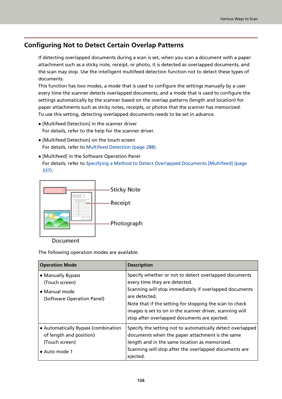 Configuring not to detect certain overlap patterns | Ricoh fi-8040 Desktop Scanner User Manual | Page 126 / 425