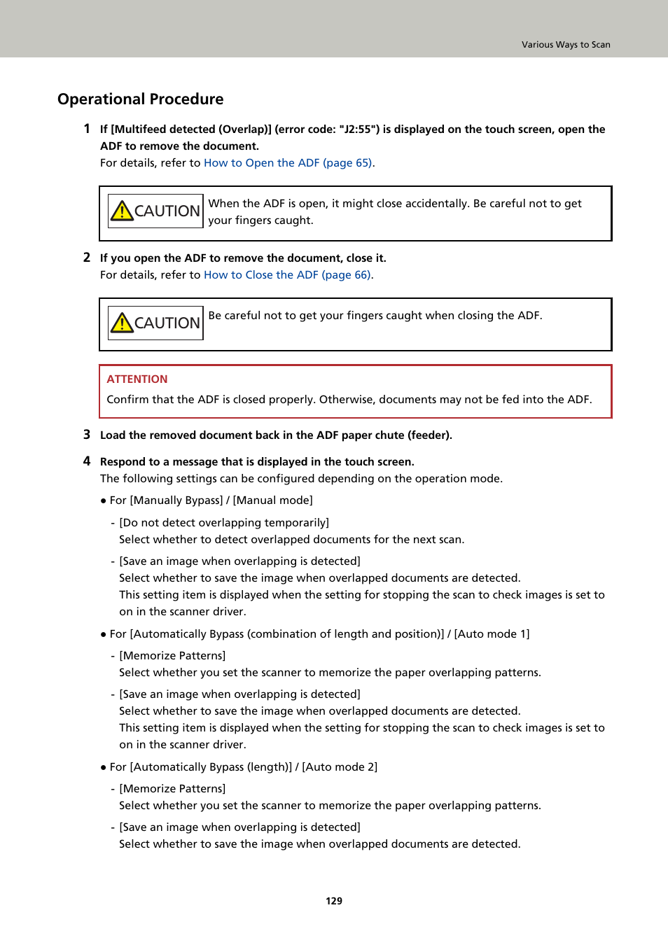 Operational procedure, Caution | Ricoh fi-8040 Desktop Scanner User Manual | Page 129 / 425