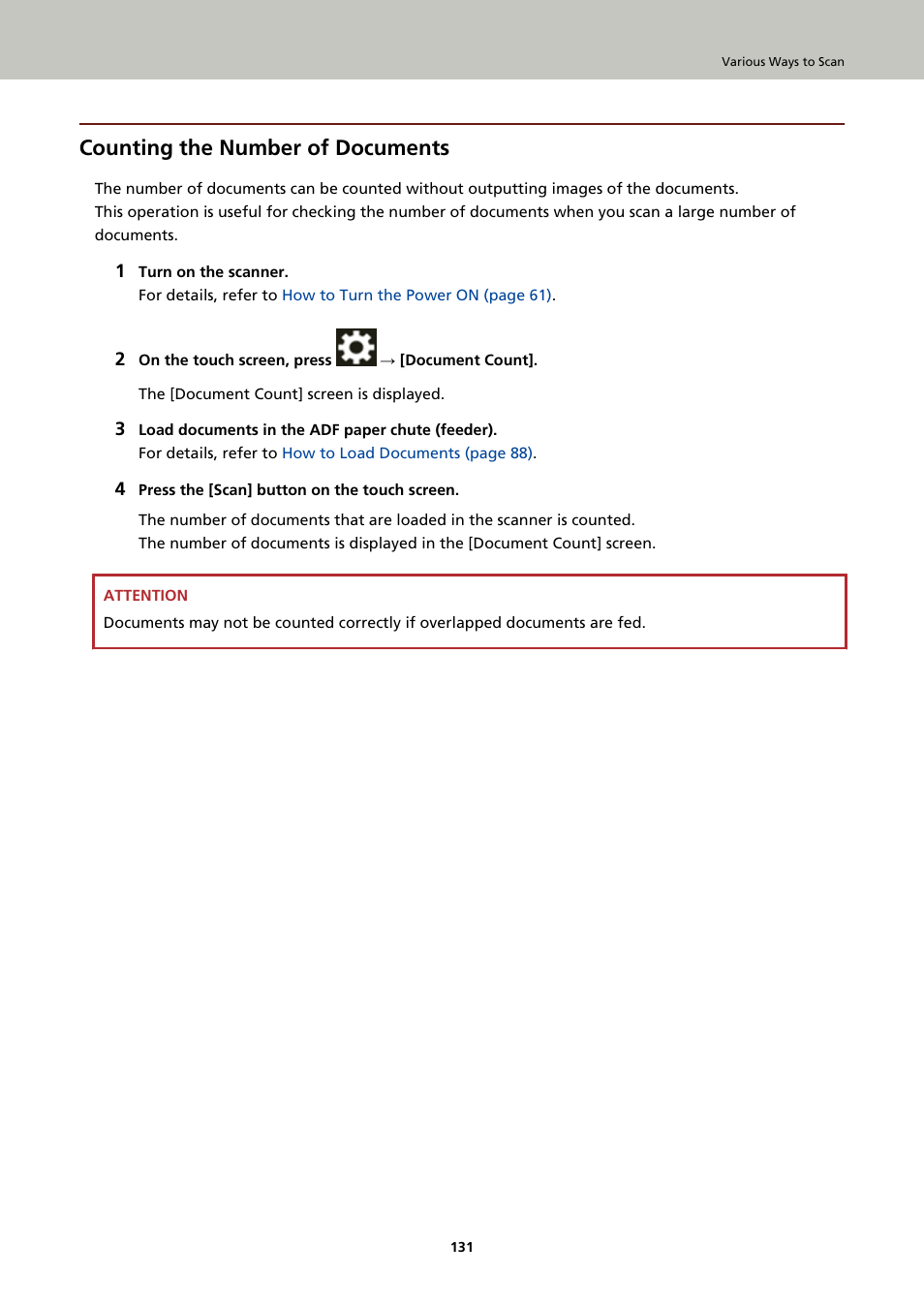 Counting the number of documents | Ricoh fi-8040 Desktop Scanner User Manual | Page 131 / 425
