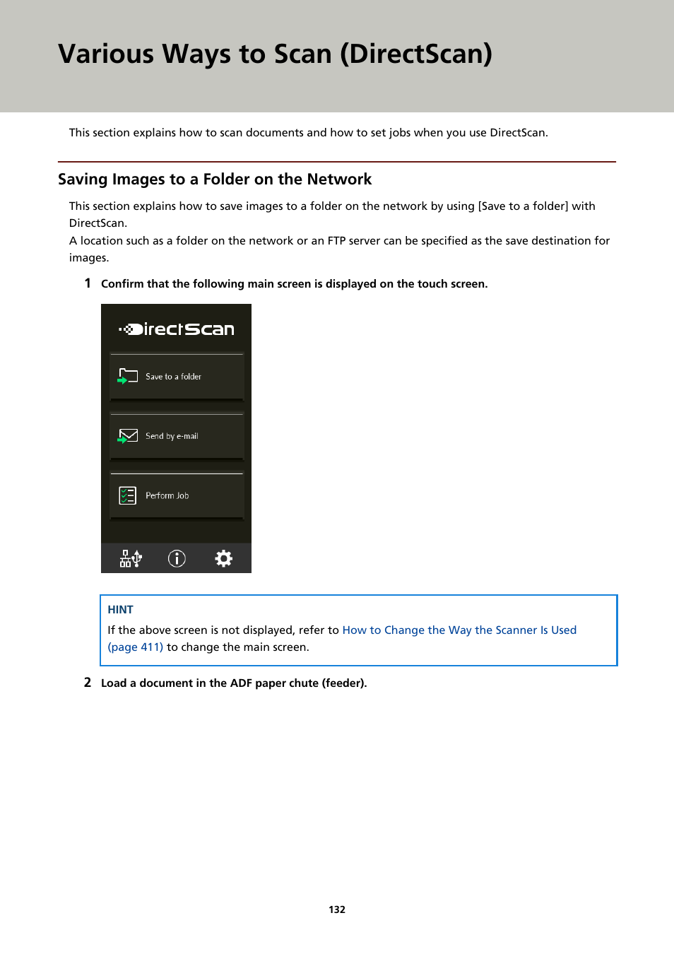 Various ways to scan (directscan), Saving images to a folder on the network, Various ways to scan | Ricoh fi-8040 Desktop Scanner User Manual | Page 132 / 425