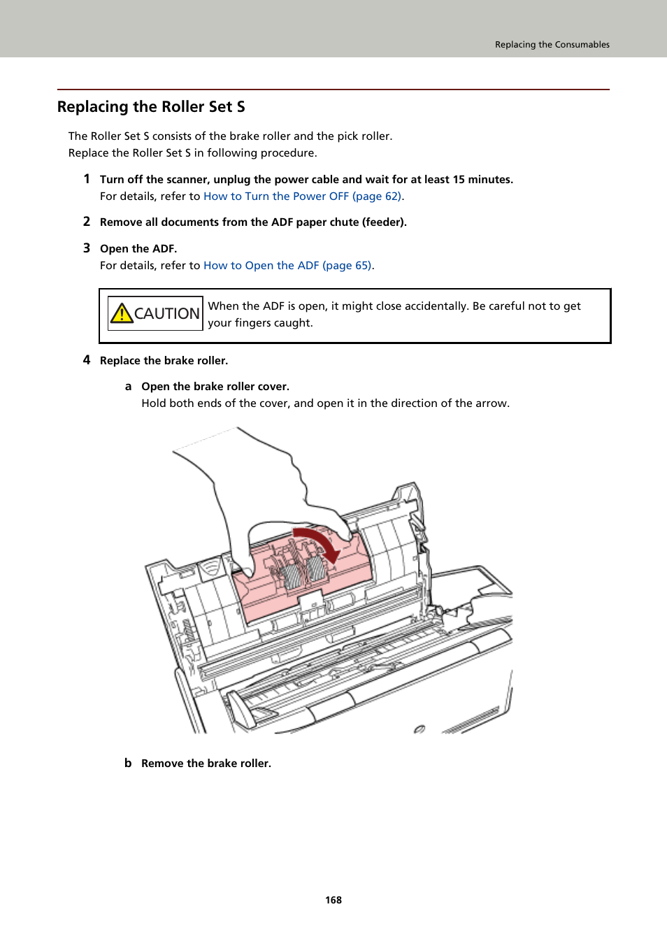 Replacing the roller set s, Caution | Ricoh fi-8040 Desktop Scanner User Manual | Page 168 / 425