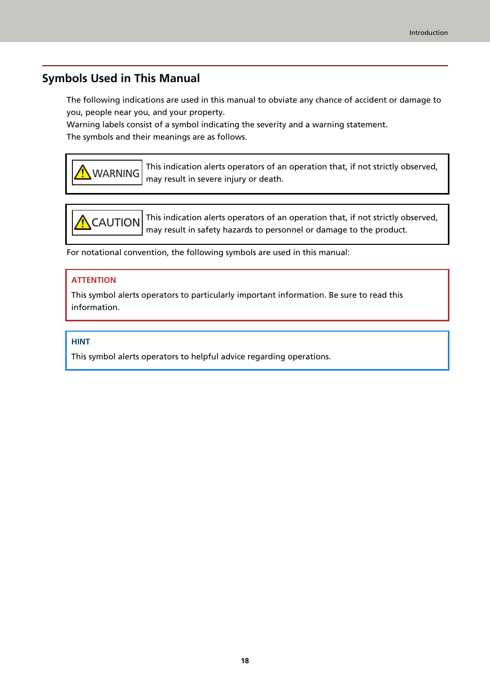 Symbols used in this manual, Caution | Ricoh fi-8040 Desktop Scanner User Manual | Page 18 / 425