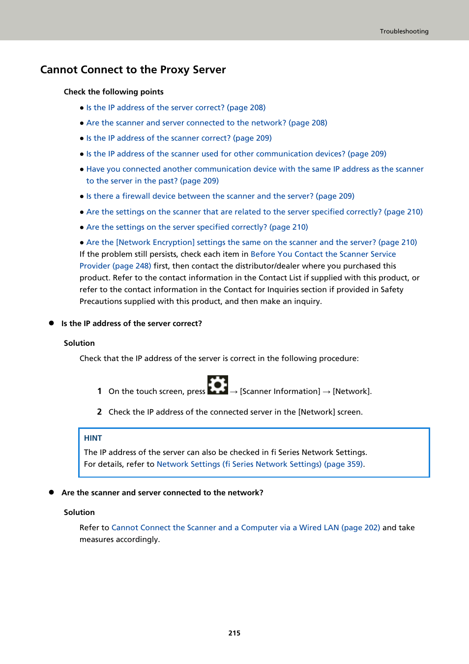 Cannot connect to the proxy server | Ricoh fi-8040 Desktop Scanner User Manual | Page 215 / 425