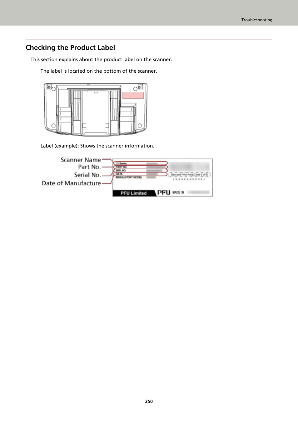 Checking the product label, For details, refer to, Checking the | Ricoh fi-8040 Desktop Scanner User Manual | Page 250 / 425