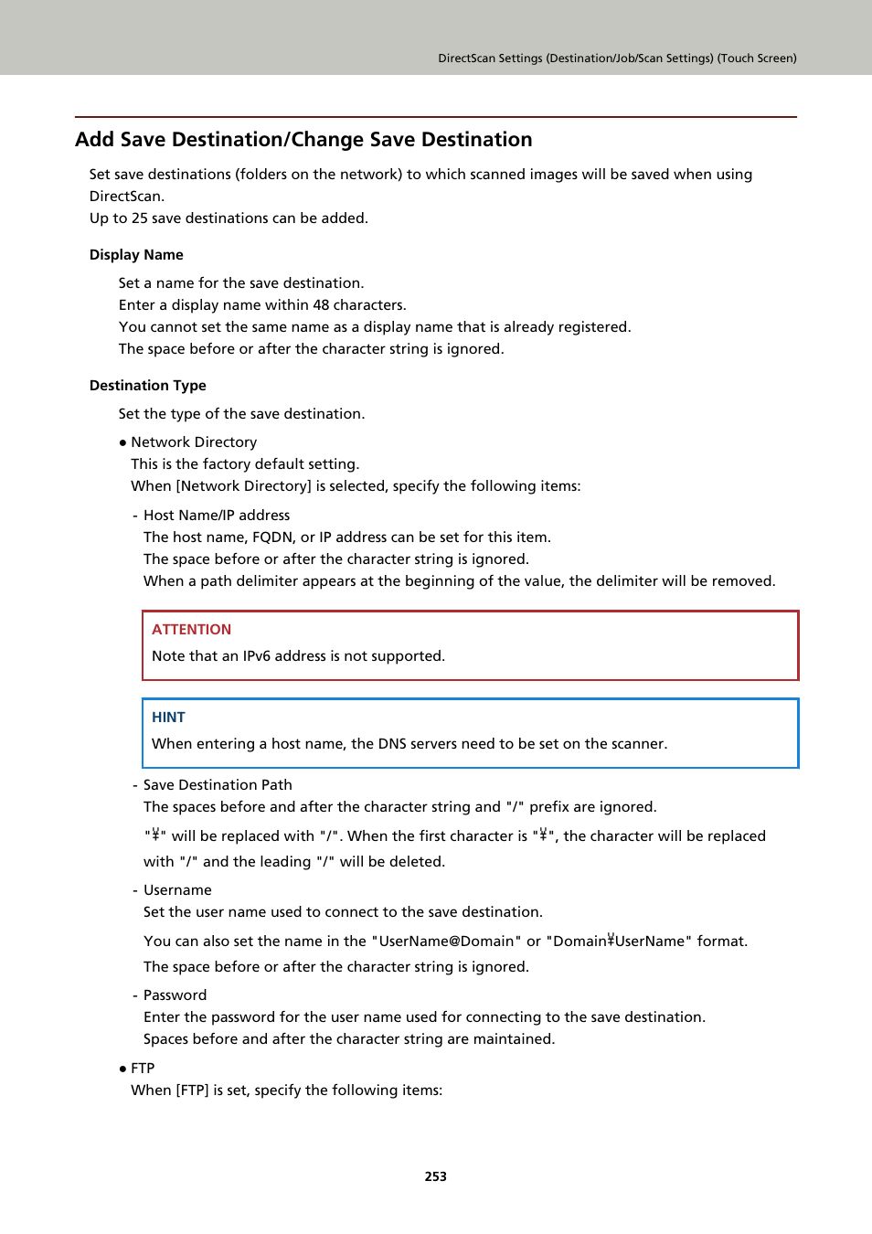 Add save destination/change save destination, Add save destination/change, Add save destination/change save | Ricoh fi-8040 Desktop Scanner User Manual | Page 253 / 425