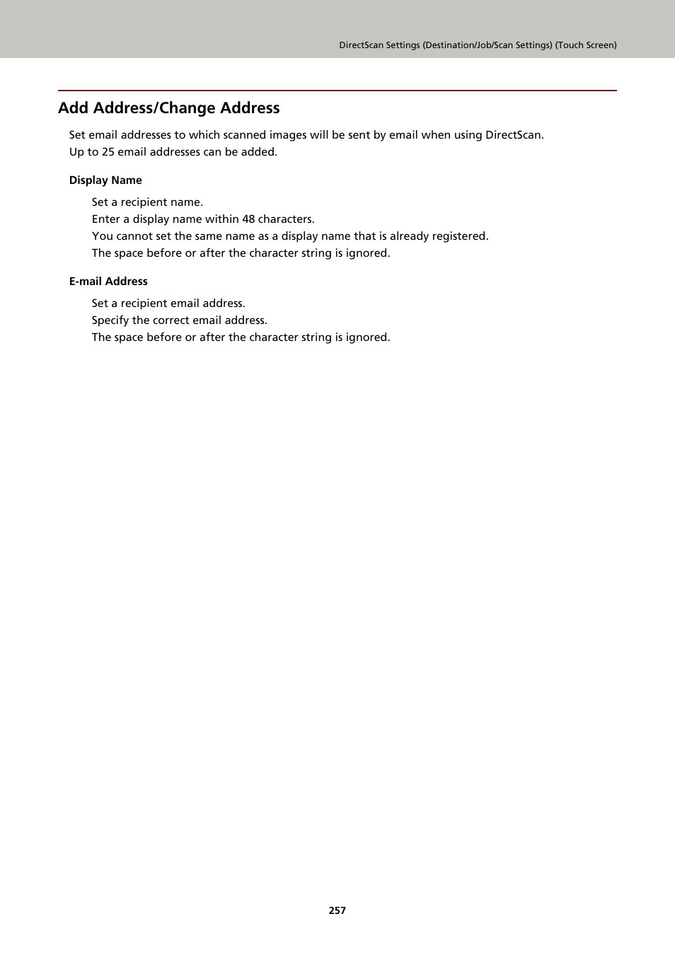 Add address/change address | Ricoh fi-8040 Desktop Scanner User Manual | Page 257 / 425