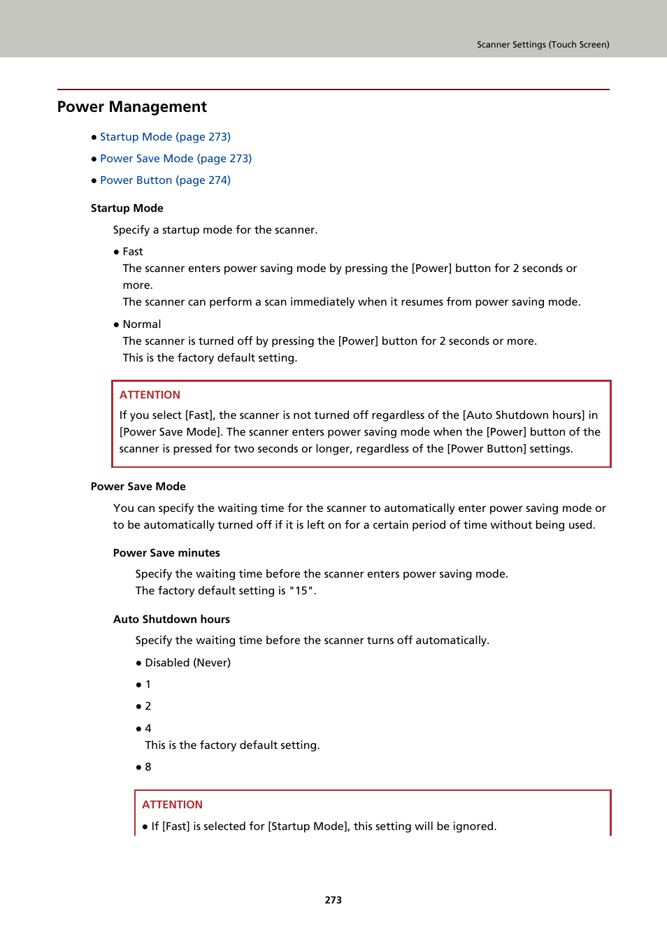 Power management | Ricoh fi-8040 Desktop Scanner User Manual | Page 273 / 425