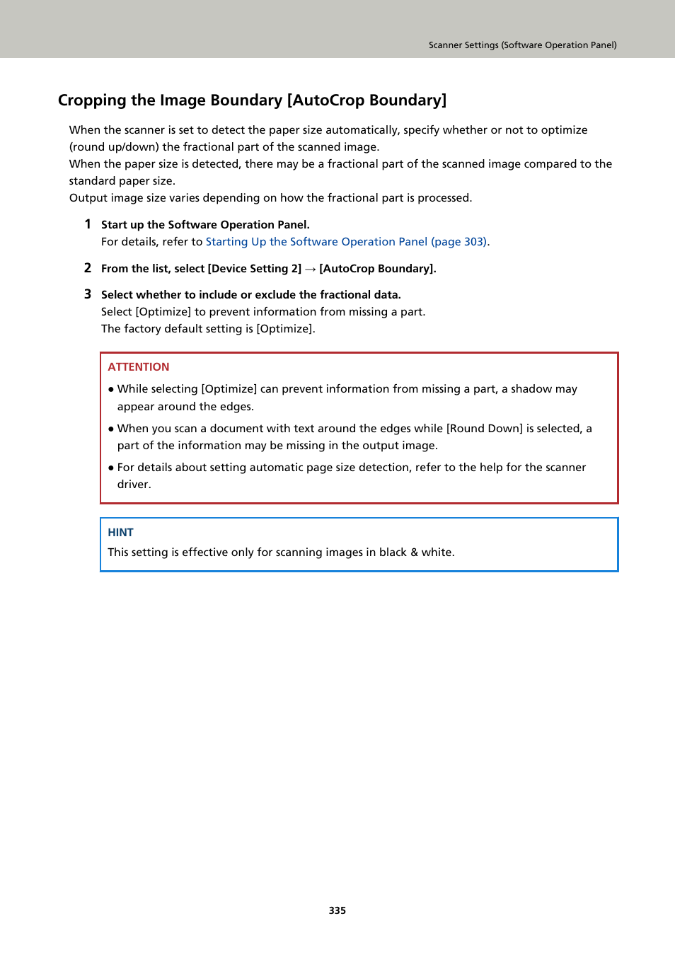 Cropping the image boundary [autocrop boundary, Autocrop boundary | Ricoh fi-8040 Desktop Scanner User Manual | Page 335 / 425