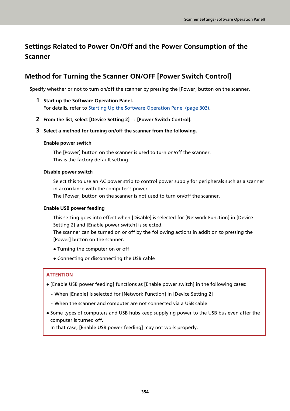 Power switch control, For details, refer to | Ricoh fi-8040 Desktop Scanner User Manual | Page 354 / 425