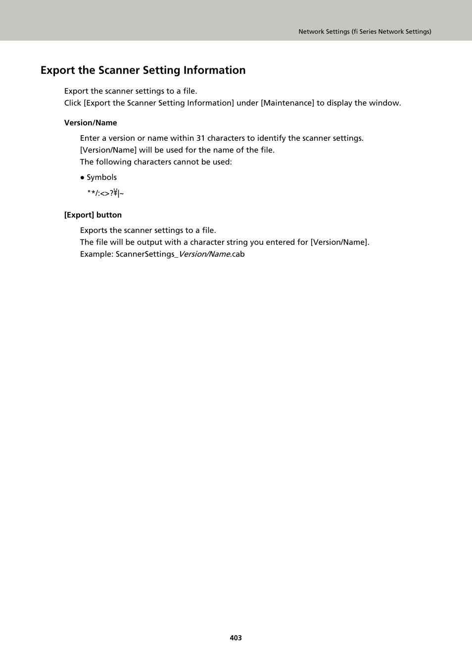 Export the scanner setting information | Ricoh fi-8040 Desktop Scanner User Manual | Page 403 / 425