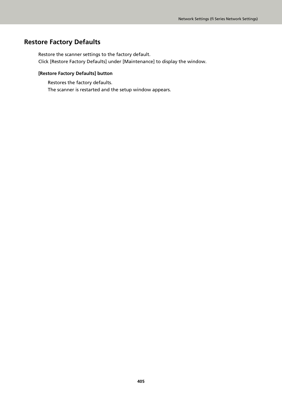 Restore factory defaults | Ricoh fi-8040 Desktop Scanner User Manual | Page 405 / 425