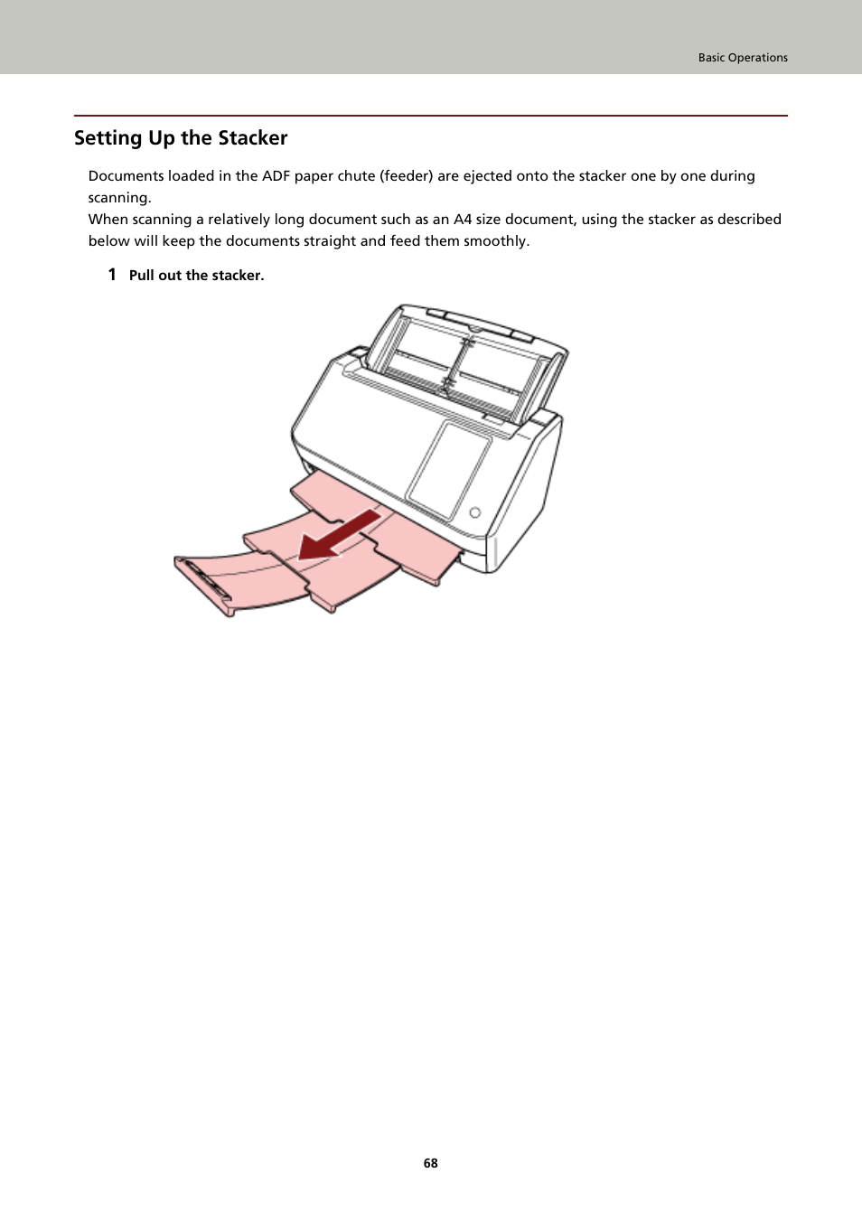Setting up the stacker | Ricoh fi-8040 Desktop Scanner User Manual | Page 68 / 425