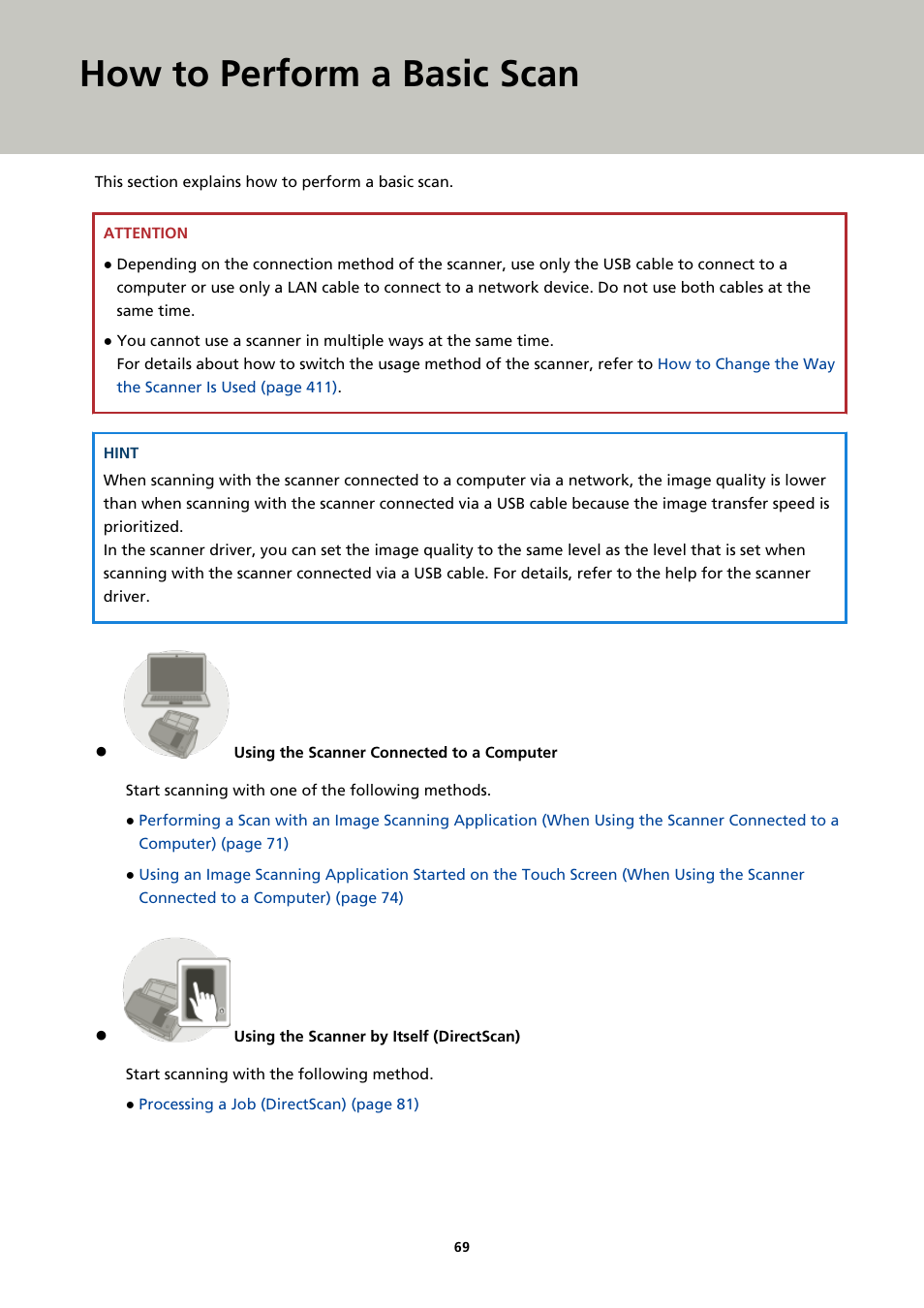 How to perform a basic scan, For details, refer to | Ricoh fi-8040 Desktop Scanner User Manual | Page 69 / 425