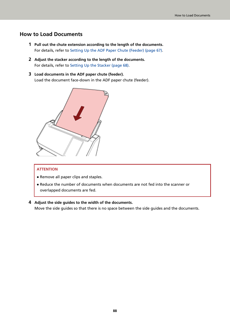 How to load documents, For details, refer to | Ricoh fi-8040 Desktop Scanner User Manual | Page 88 / 425