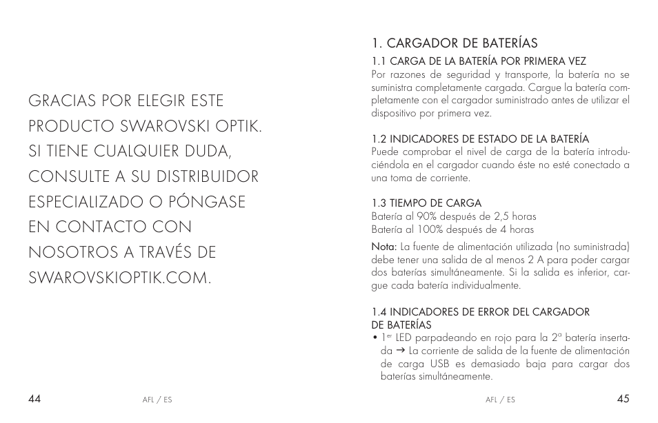 Cargador de baterías | Swarovski AFL Rechargeable Anti-Fog Lens for Z6i, Z8i, dS User Manual | Page 23 / 87