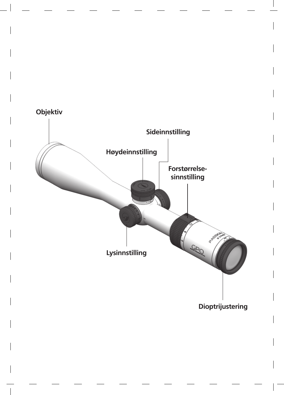 GPO USA 6-24x50 Passion 4X Riflescope (MOA Ballistic Reticle) User Manual | Page 104 / 152