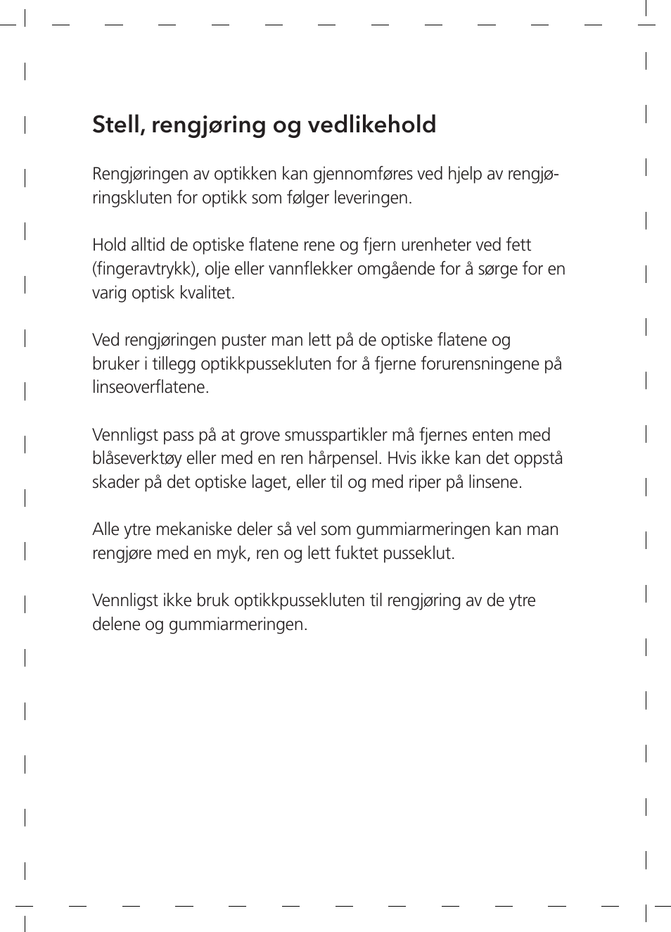 Stell, rengjøring og vedlikehold | GPO USA 6-24x50 Passion 4X Riflescope (MOA Ballistic Reticle) User Manual | Page 114 / 152