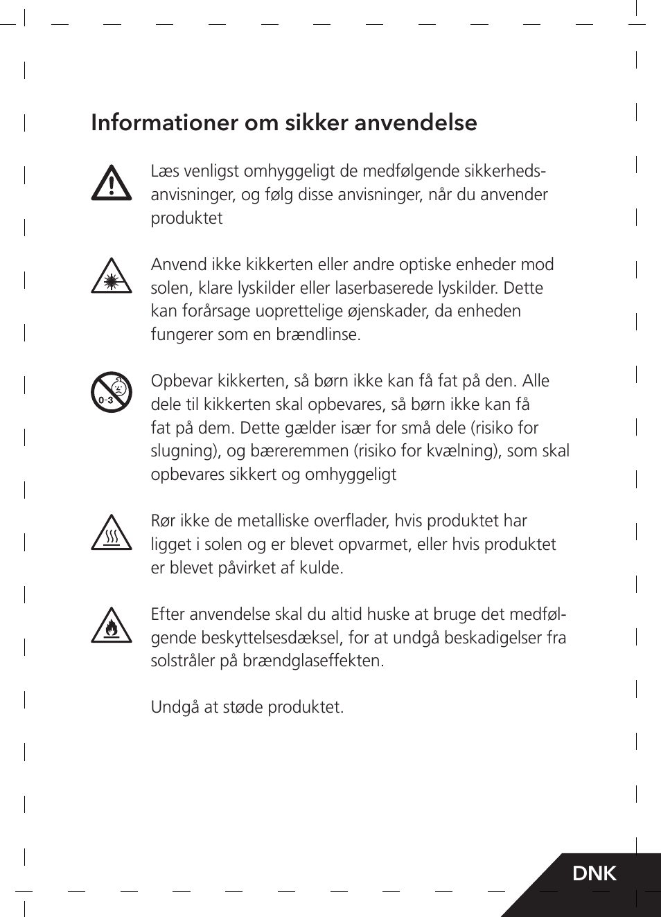 Informationer om sikker anvendelse | GPO USA 6-24x50 Passion 4X Riflescope (MOA Ballistic Reticle) User Manual | Page 119 / 152