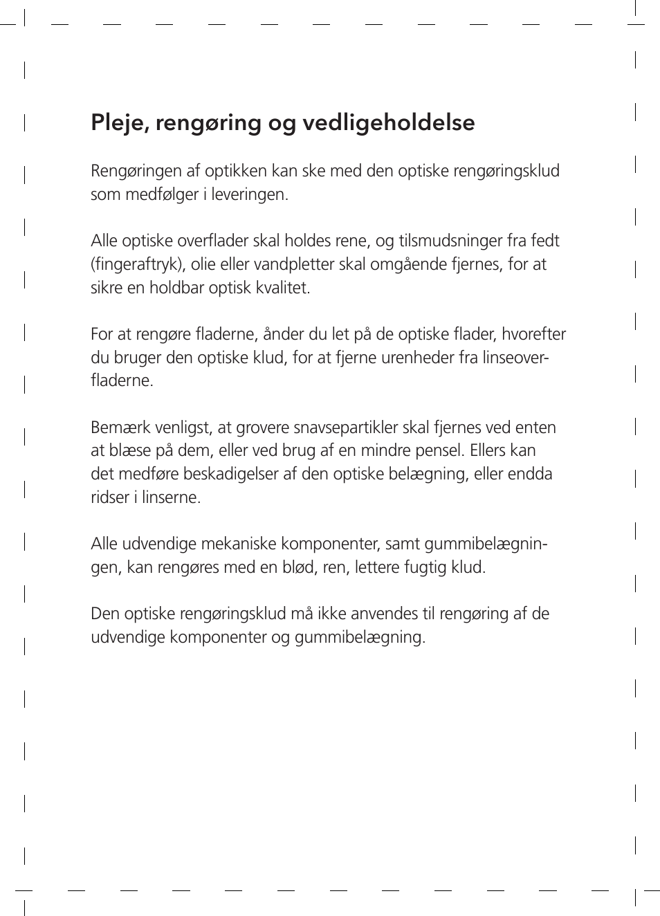 Pleje, rengøring og vedligeholdelse | GPO USA 6-24x50 Passion 4X Riflescope (MOA Ballistic Reticle) User Manual | Page 130 / 152