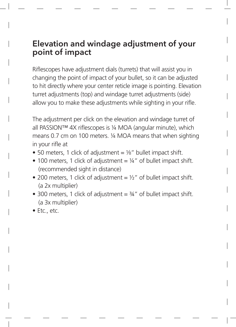 GPO USA 6-24x50 Passion 4X Riflescope (MOA Ballistic Reticle) User Manual | Page 26 / 152