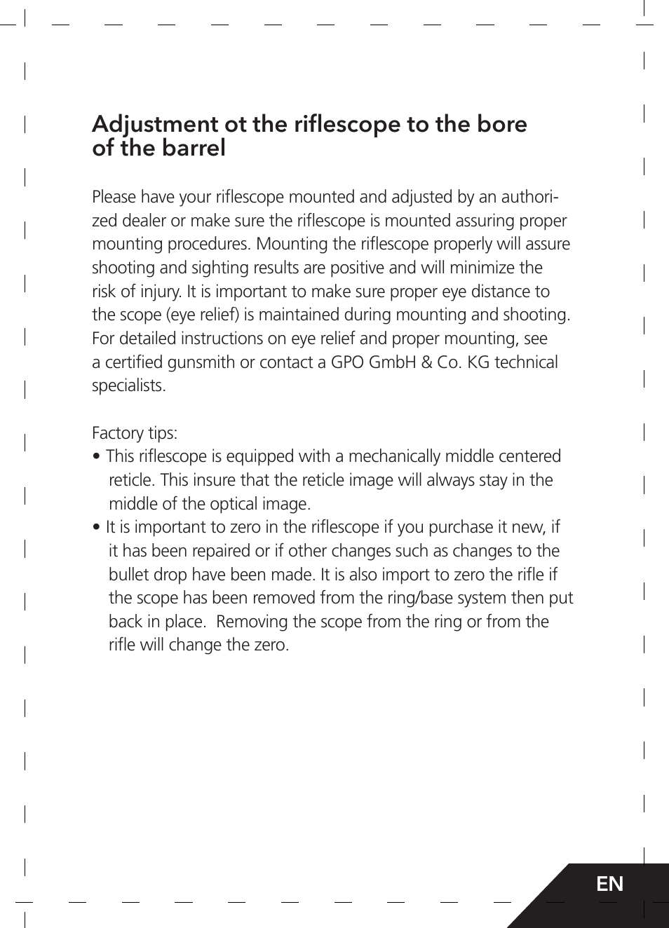 GPO USA 6-24x50 Passion 4X Riflescope (MOA Ballistic Reticle) User Manual | Page 27 / 152