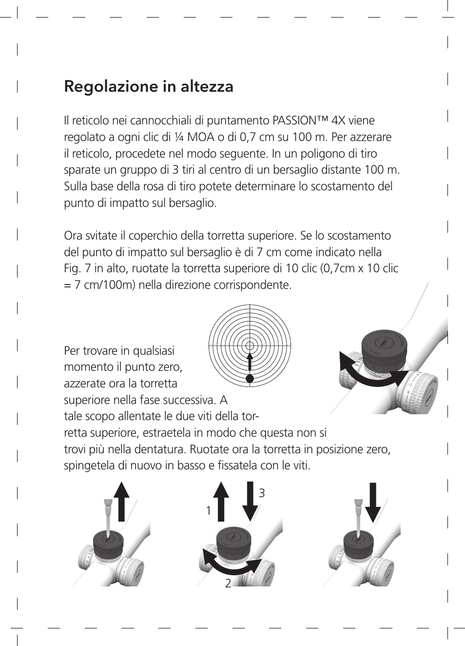 Regolazione in altezza | GPO USA 6-24x50 Passion 4X Riflescope (MOA Ballistic Reticle) User Manual | Page 62 / 152