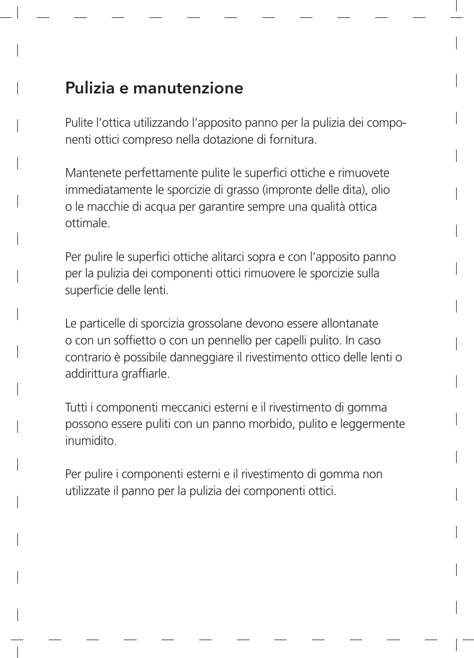 Pulizia e manutenzione | GPO USA 6-24x50 Passion 4X Riflescope (MOA Ballistic Reticle) User Manual | Page 66 / 152