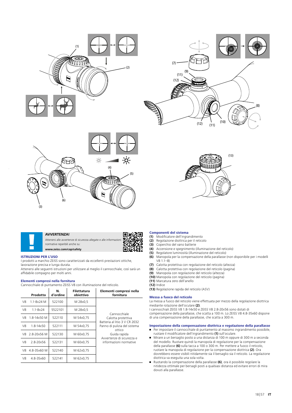 Carl Zeiss 1.8-14x50 V8 Riflescope with ASV LR Elevation Turret (Plex Reticle #60) User Manual | Page 18 / 57